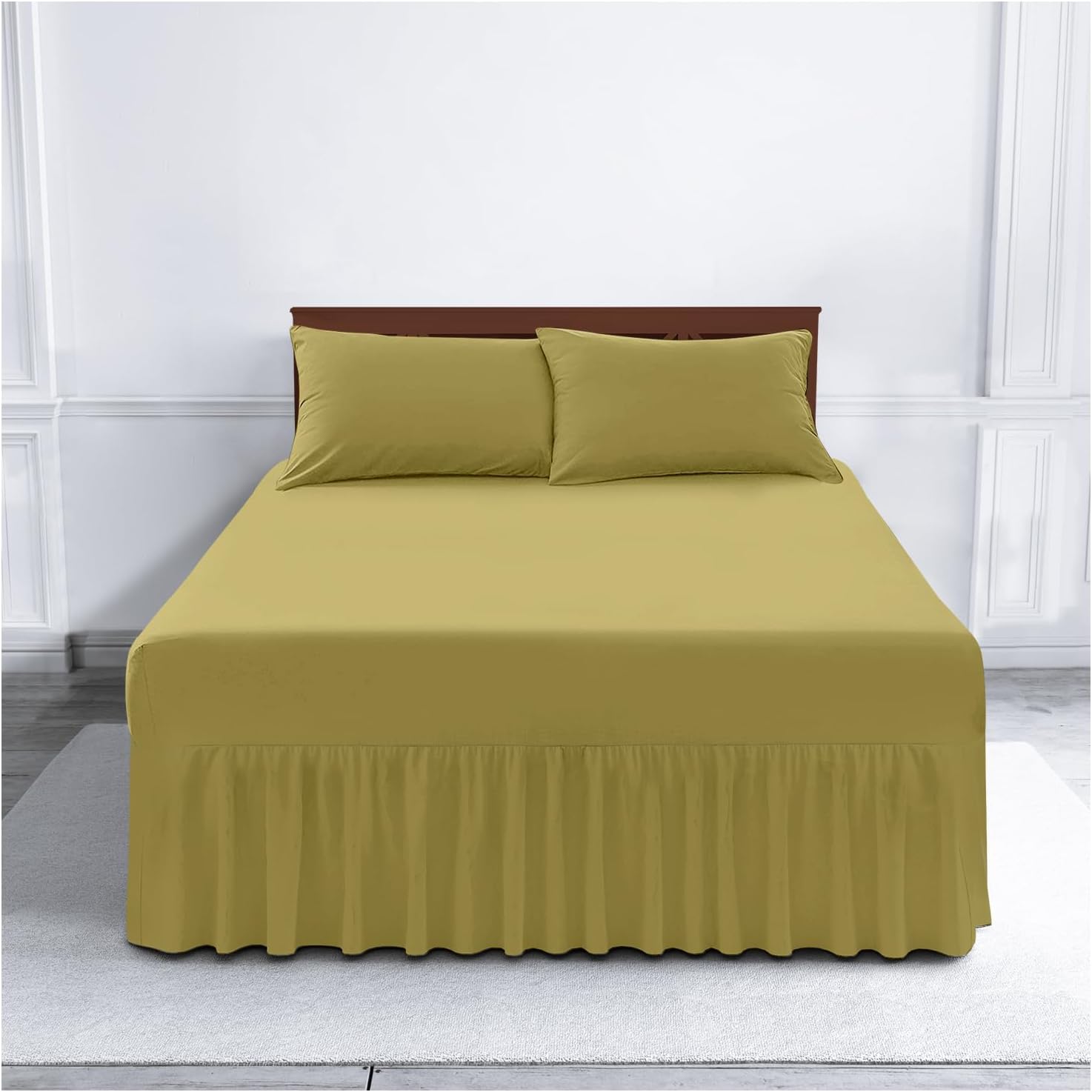 Comfy Nights Green Plain Dyed Polycotton Easy Care Valance Fitted Sheet In 19 Colors (, Single)