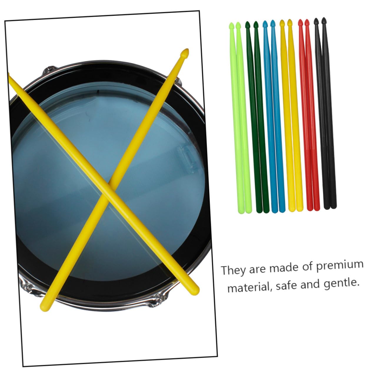 Veemoon 5 Paires Baguettes Batterie Nylon Durables Colorées pour Instruments de Percussion Confortables et Polyvalentes pour Batteurs Débutants et Professionnels
