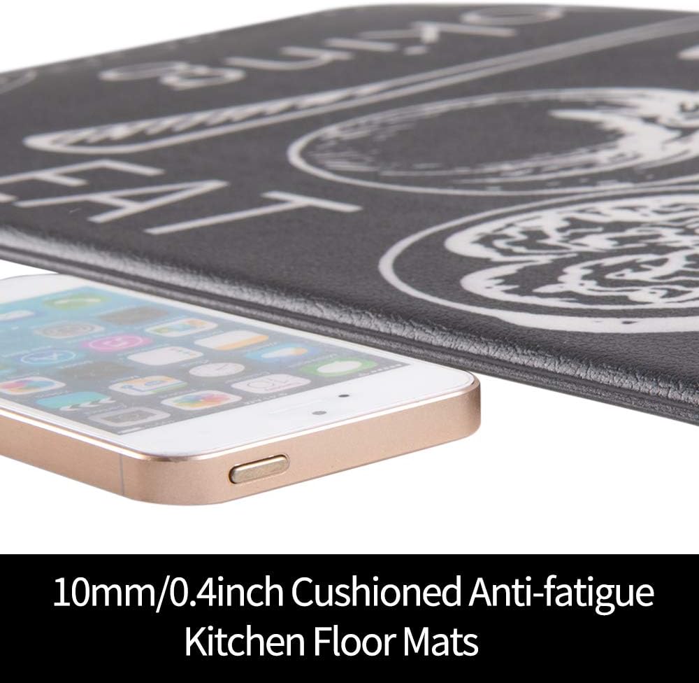 HEBE Anti Fatigue Kitchen Rug Set 2 Pieces with Runner 17"x48"+17"x28" Cushioned Kitchen Floor Mats Set Non Slip Heavy Duty Comfort Standing Mats Waterproof Kitchen Carpet