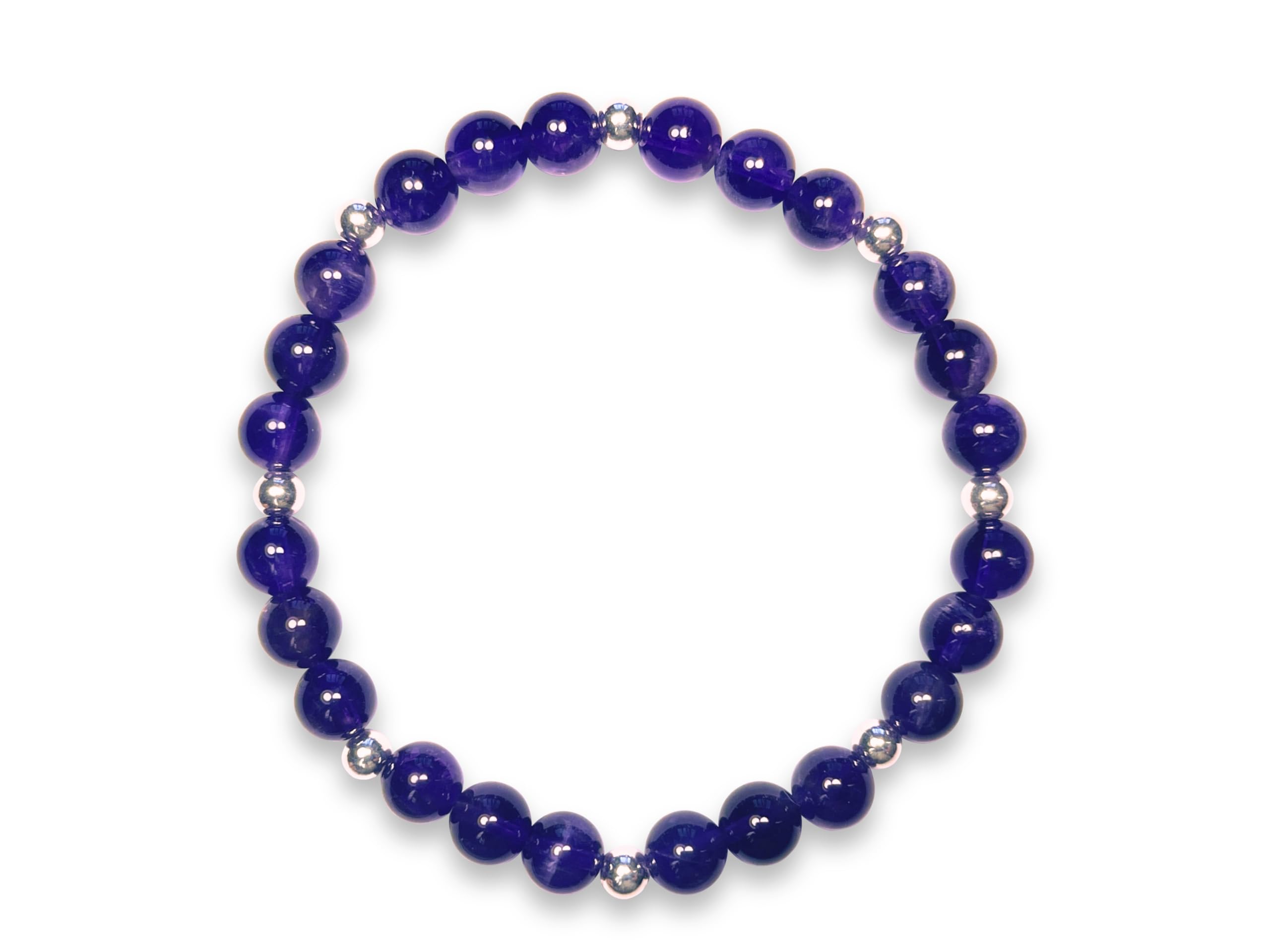 Amethyst Armband Perlen echt 6mm mit Edelstahlperlen 4mm Silber Gold Roségold oder Ionisiert - Handmade Perlenarmband Wahre Liebe Inspiration Energie Spiritueller Schmuck Unisex