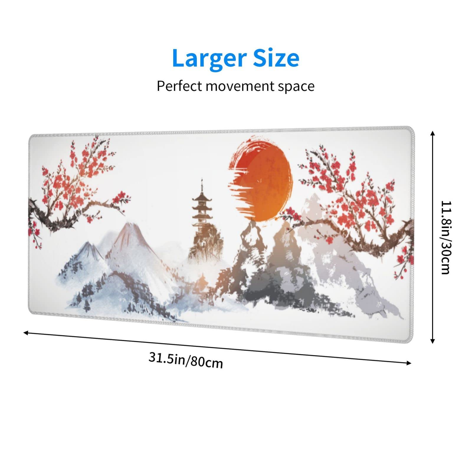 ProbTis Tappetino Per Mouse XXL 90x40 Cm – Design Giapponese Fiori Di Ciliegio, Base Antiscivolo, Bordi Cuciti, Ideale Per Scrivania E Gaming