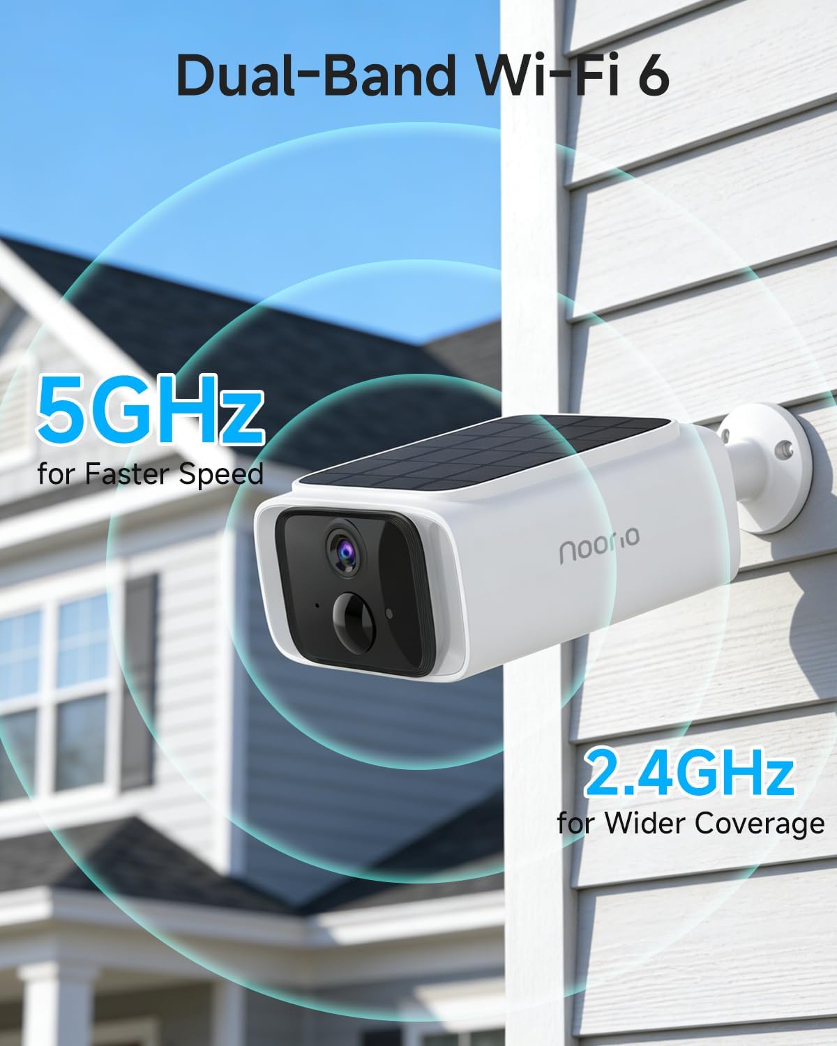 Noorio 2K Solar Security Cameras Wireless Outdoor, 2.4/5G WiFi Camera for Home Security with Fix Solar Panel, No Monthly Fee, 2Mins DIY Installation, Color Night Vision, SB400