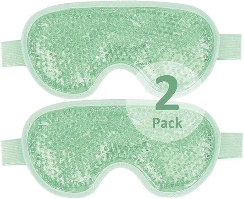 Máscara para os olhos NEWGO com gel reutilizável, verde, pacote com 2