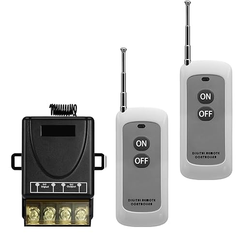 YETOR Interruptor de control remoto de 12 V, CC 12 V24 V48 V72 V40 A, relé inalámbrico, interruptor remoto con 984 pies de largo alcance para