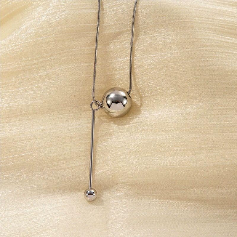 Solid Metal Ball Pendant for Women Men Necklace Minimalist Sphere Choker Chain Everyday Jewelry - Image 6