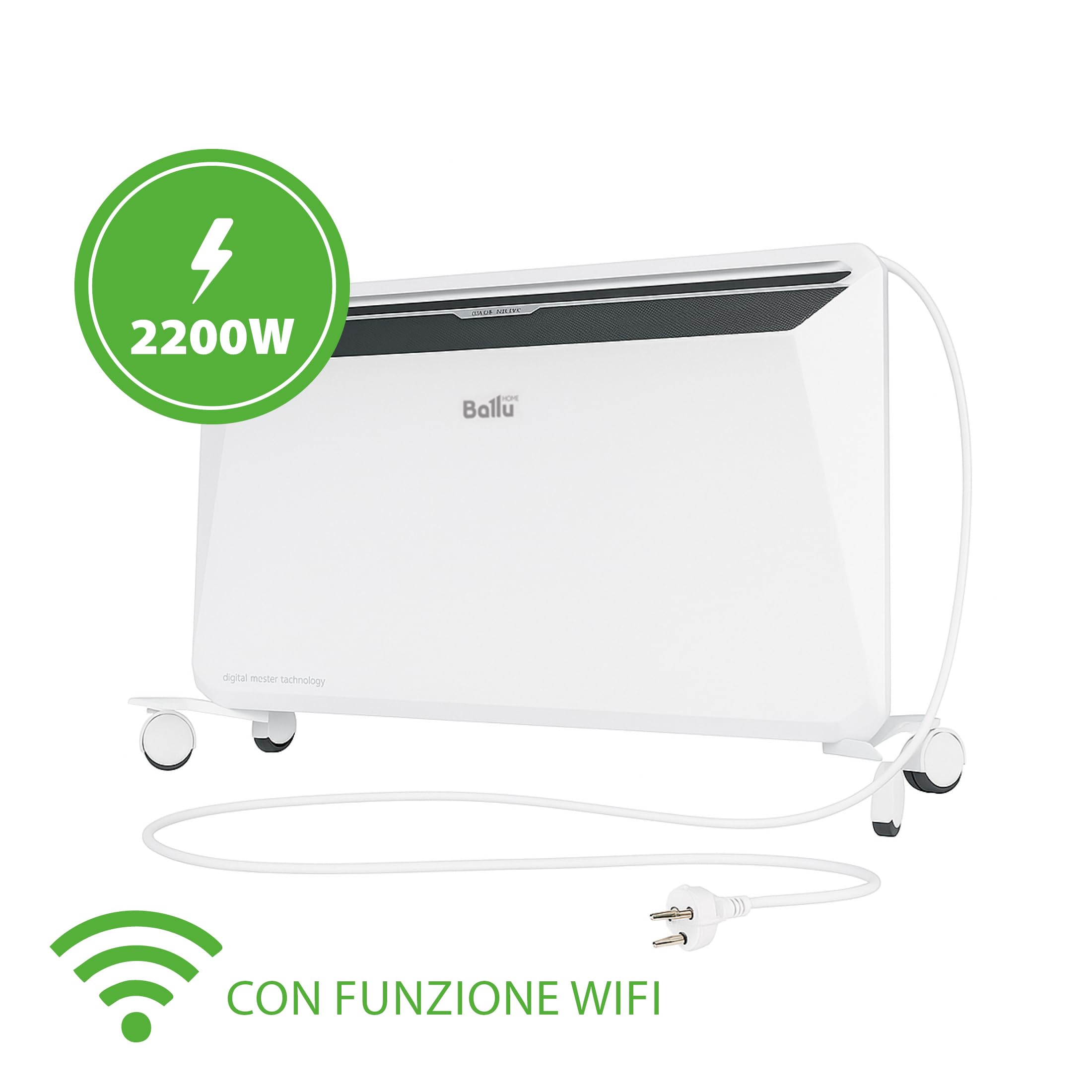 Ballu Rapid Convettore Riscaldatore con 2200W bianco - fino al 30% di risparmio energetico grazie all'esclusiva tecnologia Inverter + Modulo Wifi, programma settimanale, conforme ErP