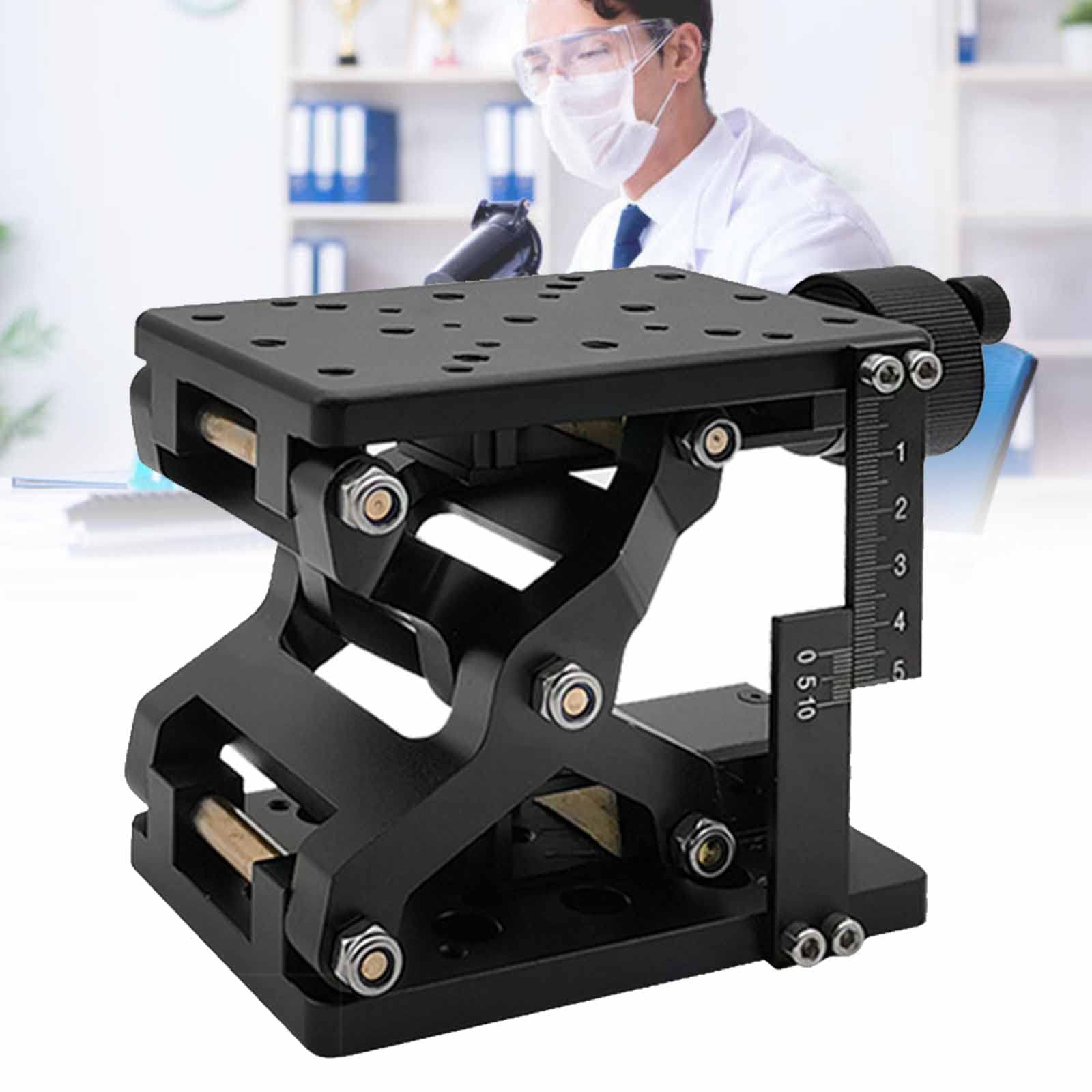 Plataforma de elevación manual, etapa de elevación deslizante óptica de 60 mm de alto con regla de escala, elevador de gato de laboratorio de precisión para un desplazamiento preciso y ajuste de