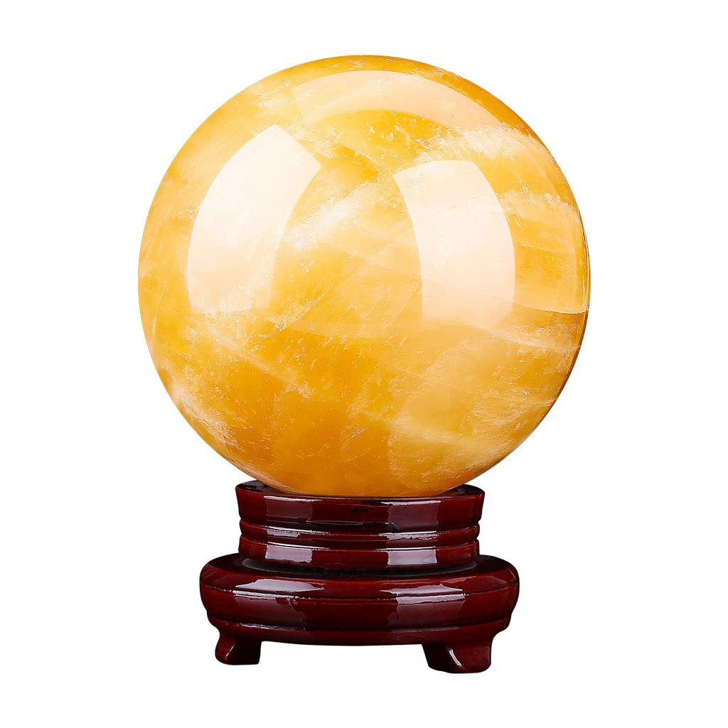Feng Shui Ornaments Crystal Ball/Photography Ball Topaz Office Auspicious Stone Carving Gift Decoration for Photography (12cm)