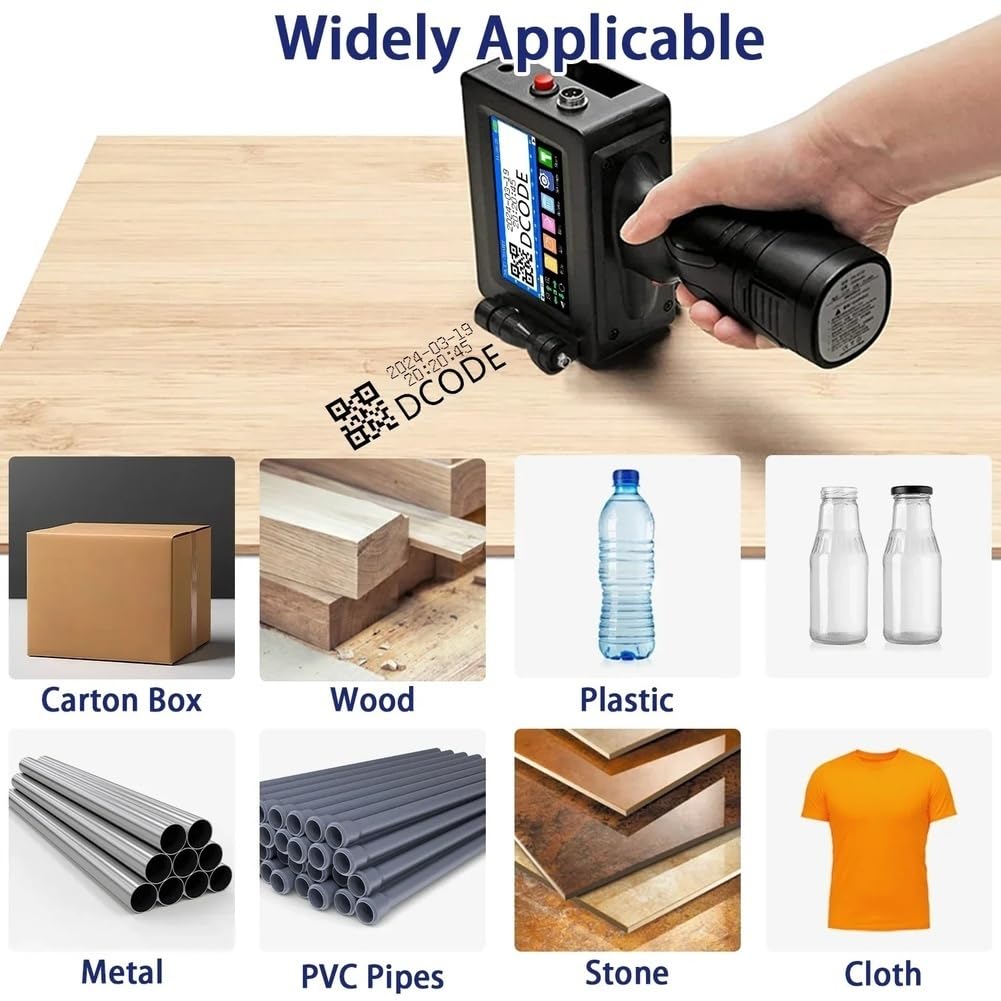 Tragbarer Handtintenstrahldrucker 12,7 mm QR-Code-Barcode-Etiketten-Chargennummern-Logo-Datumscodierungsmaschine für Verpackungen, 1 Stück