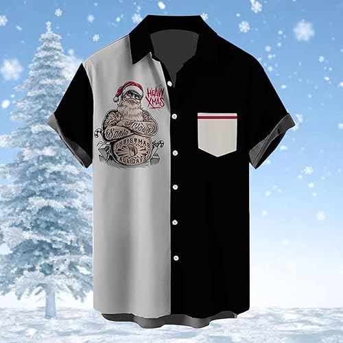 Miniatura 3 de Funny Christmas Shirts for Men Ugly Merry Christmas Novelty Shirt Button Down Short Sleeve Holiday Santa Claus Shirts