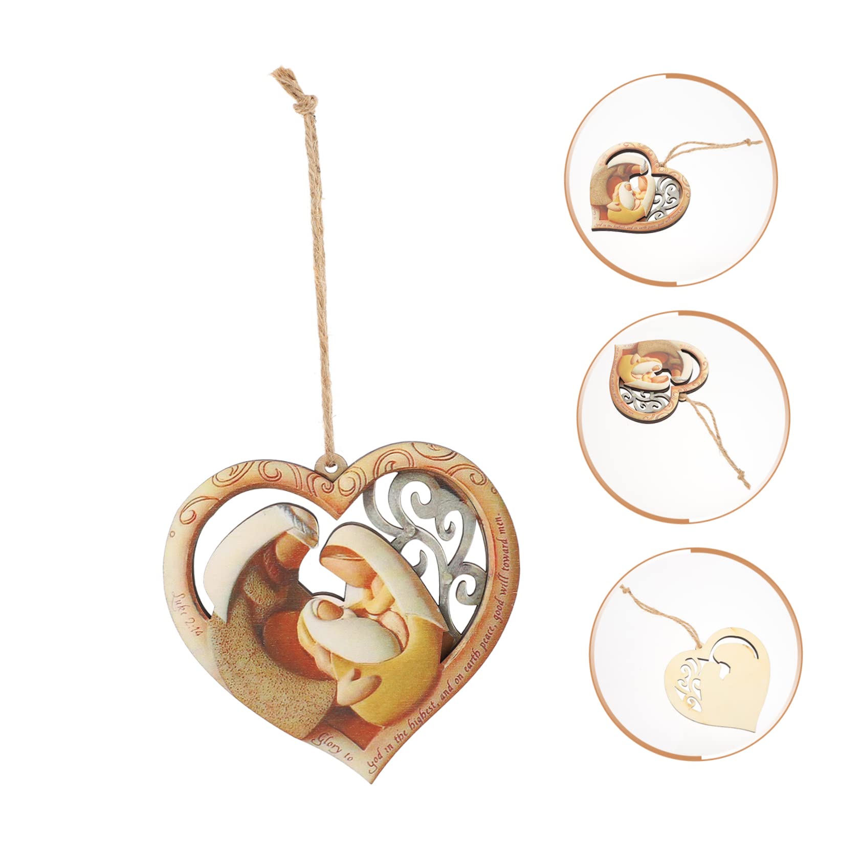 LIFKOME Liebe Anhänger Heilige Familie Krippe Ornament Weihnachtsbaum-anhänger Wanddekoration Für Zu Hause Heilige Familie Weihnachtsschmuck Wandkunst-anhänger Für Zu Hause Hölzern