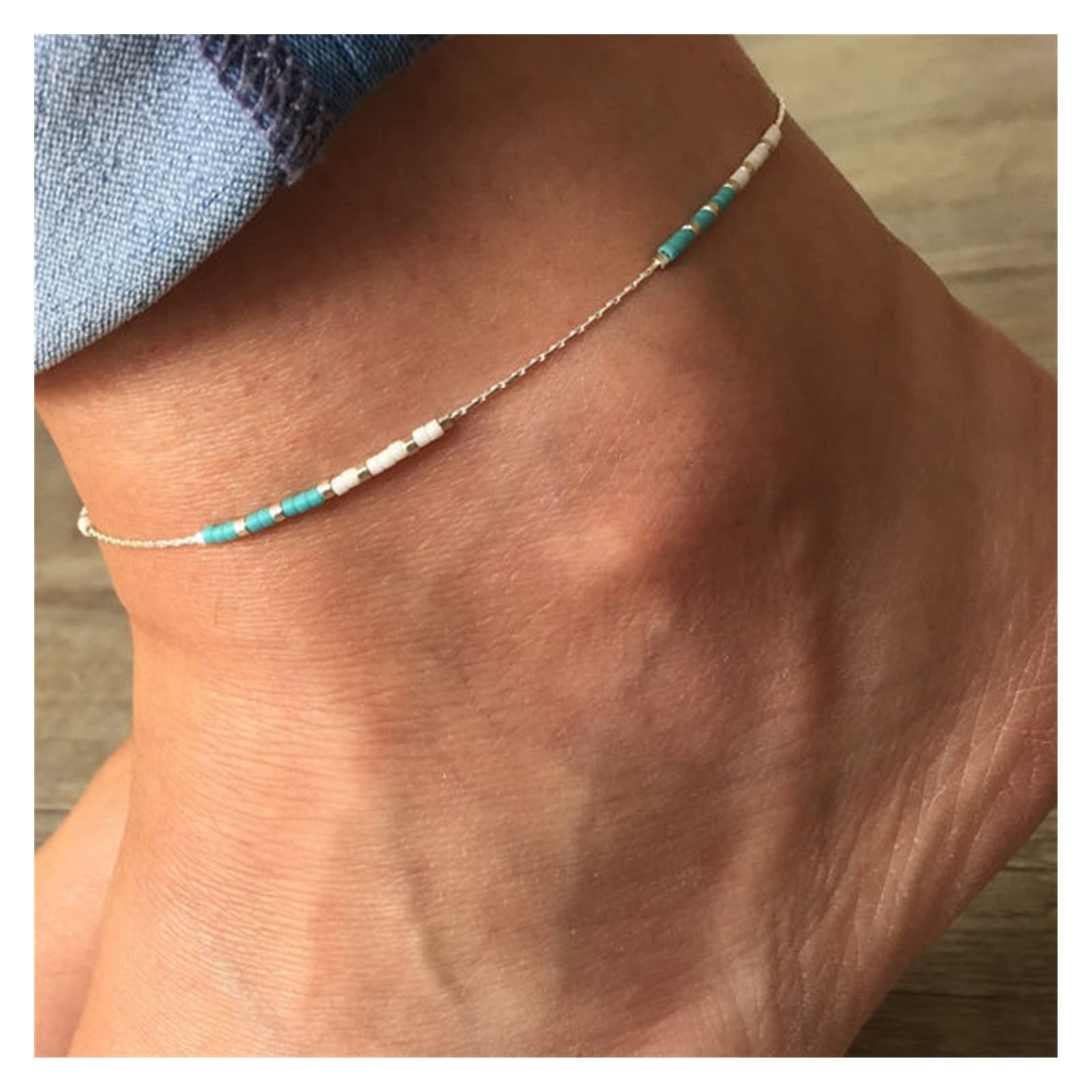 Cavigliere Perline Colorate Fatte a Mano Gioielli Cavigliera per Gioielli da Donna Ornamenti per Caviglie di personalità retrò Cavigliera Moda Cavigliere da Donna (Color : Orange)