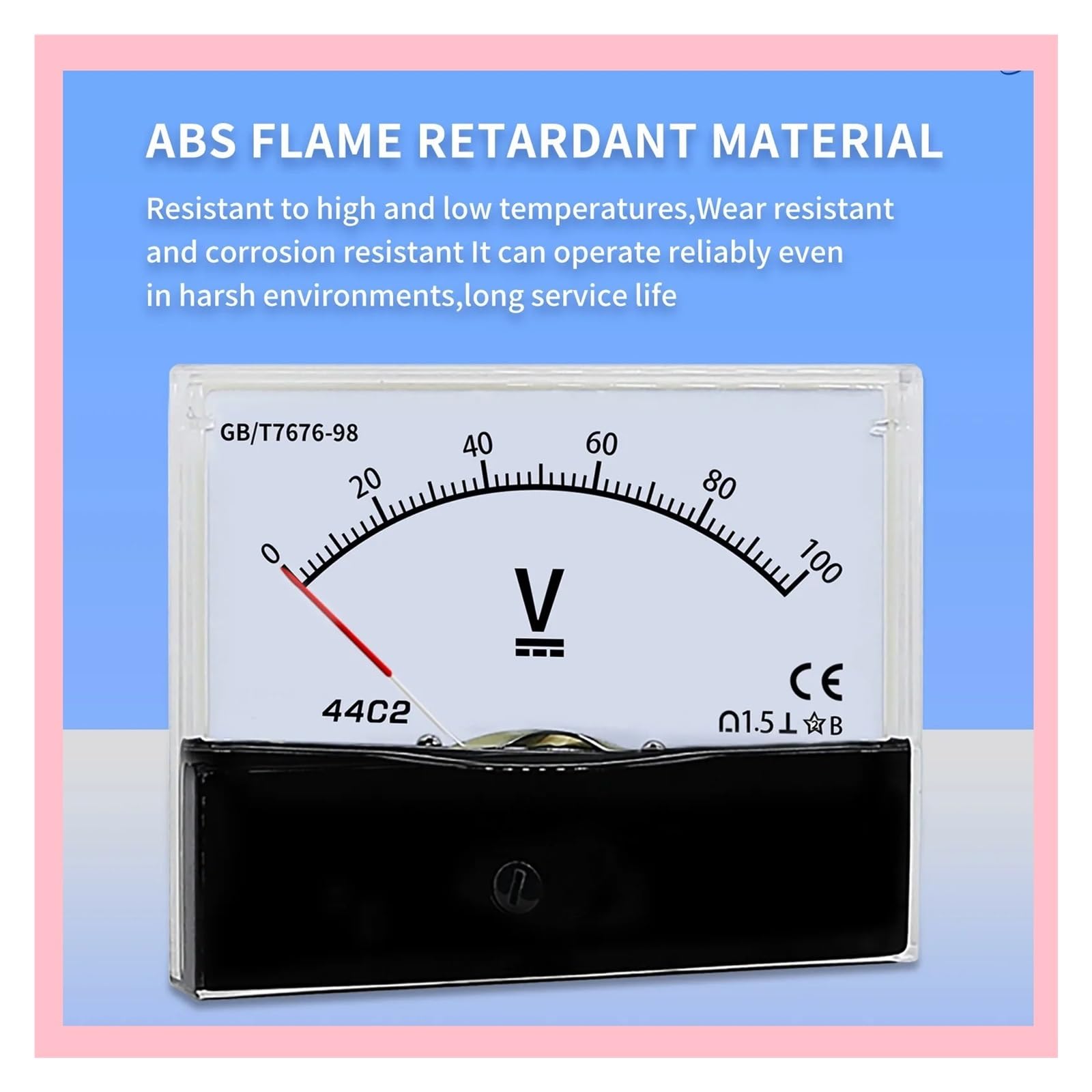Instrumentos de panel de corriente analógica, Amperímetro analógico Voltímetro Panel Medidor DC AC 1V a 1000V 80 mm x 100 mm(44L1 AC,300V)