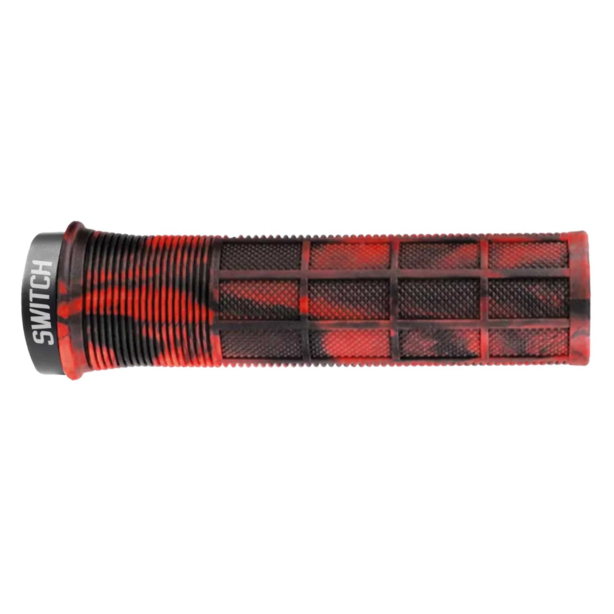 SWITCH SuperGrip Smoke Handlebar Grips, Smoke Red, 30 mm Thickness, Rubber MTB Grips with Inner Locking Ring and Integrated Cap