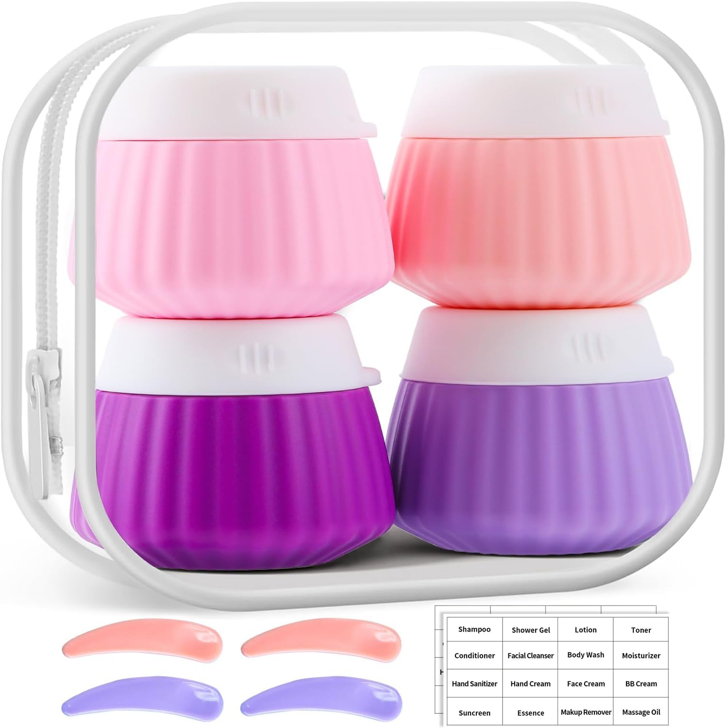 Travel Containers Cream Jars for Toiletries Kit BPA Free, Leak-proof 40ml Travel Size Containers, Travel Accessories Organizer with Lid for Cosmetic Face Hand Body Cream (Pink, 40ml)