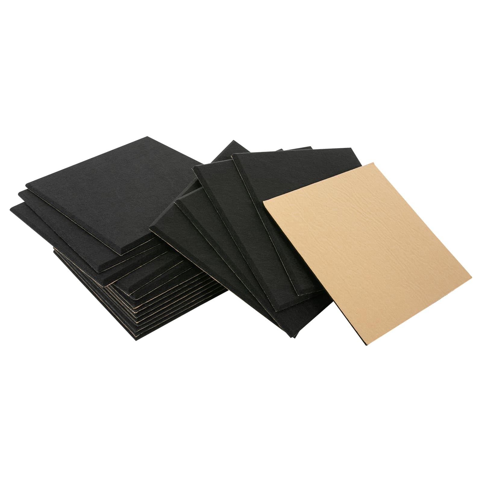 Lot de 18 Panneaux Acoustiques Carrées Auto-Adhésifs, Panneaux Muraux Phoniques en Polyester, Isolation Acoustique Haute Densité, Pour Salon, Bureau, Studio, 30 × 30 × 0,9 cm (Noir)