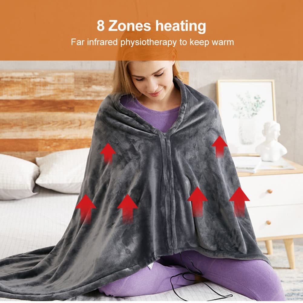 Almohadilla Térmica, USB Manta Electrica,Calefacción Esterilla Calor 45-60℃ 3 Niveles de Calor, Calentamiento Rápido,Lavable a Máquina para Espalda y Cuello 80×150cm (Color : Navy)