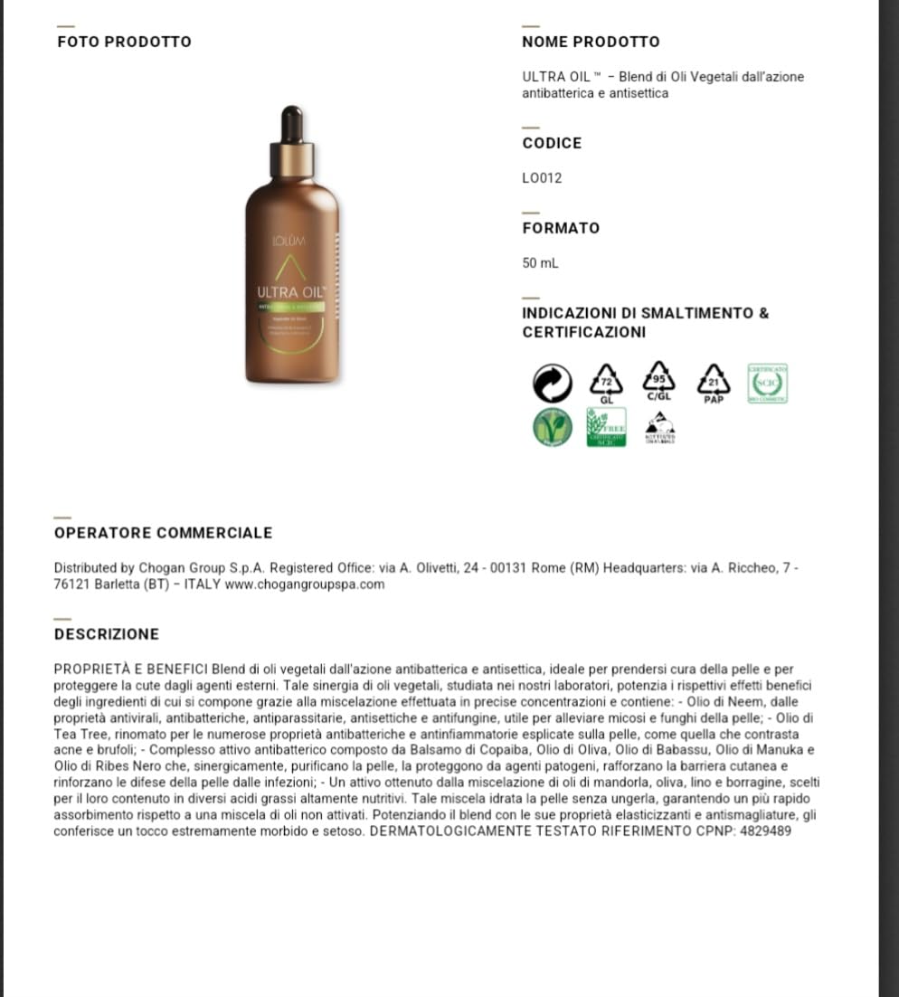 Chogan Lolum Ultra Oil™ – Blend Di Oli Vegetali 50 ml (Antibatterica E Antisettica)