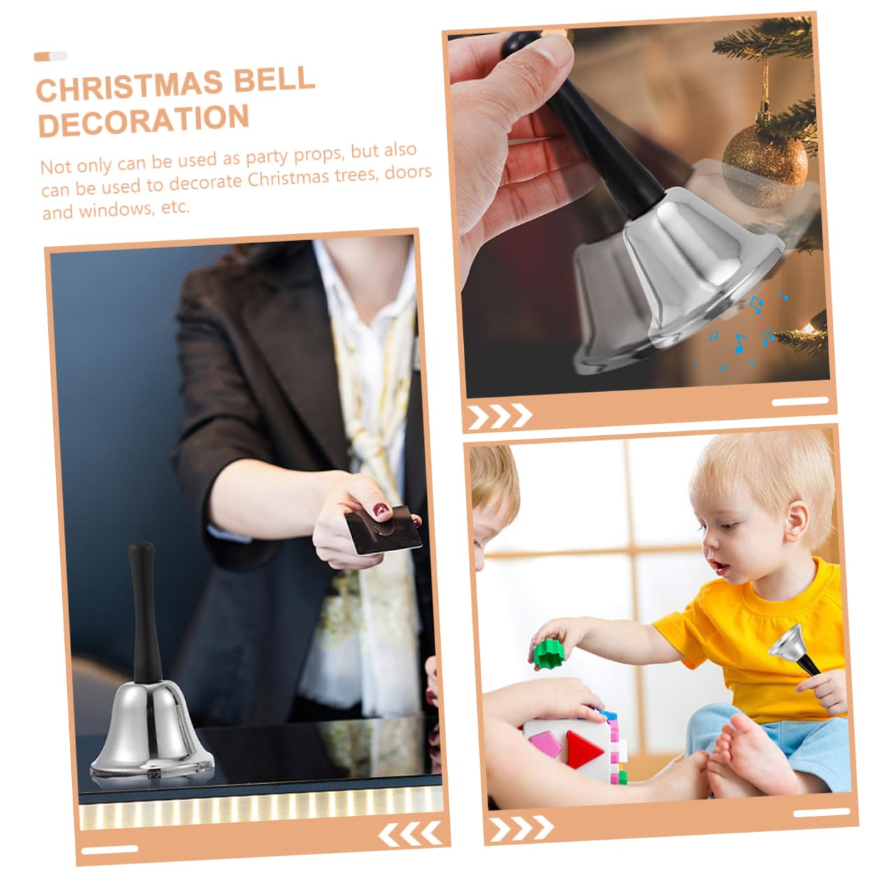 TOYANDONA 6pezzi Campane Natalizie in Metallo Campanelli da Tavolo Portatili Decorazioni per Feste e Natale Campanelle di Chiamata per Ristoranti e Bar