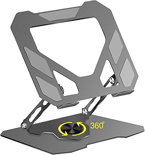 Dyazo Foldable Laptop Stand with 360° Rotating Base | Multi-Angle & Height Adjustable Design | Carbon Steel Build with No Price In India