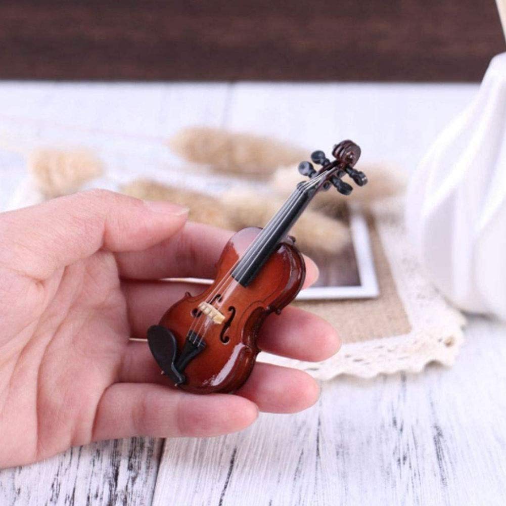 Violino Standard da Studente, per Principianti, Regali Violino Strumento Musicale Replica in Miniatura con Custodia, 8x3cm
