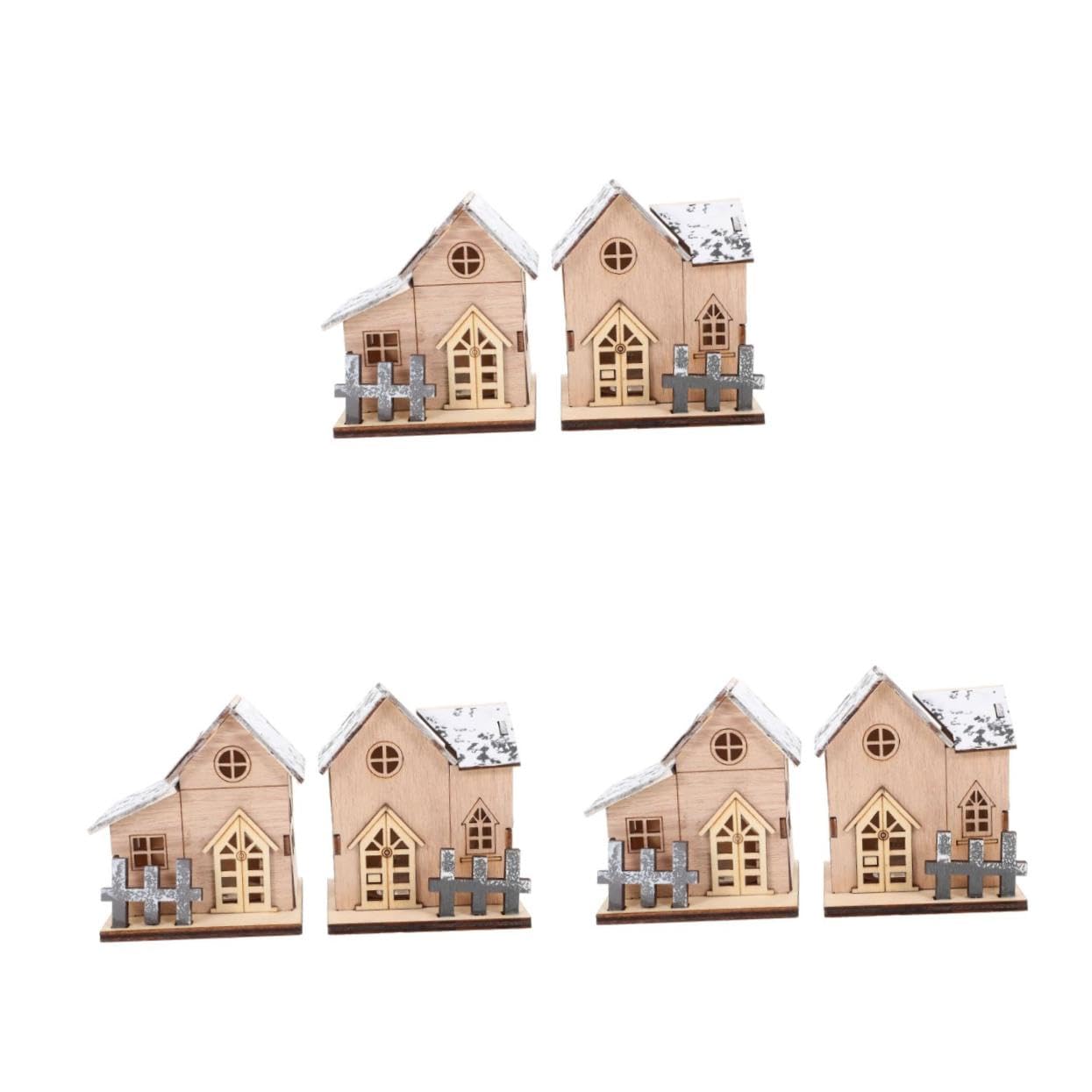 Cabilock 3 Set Luci Natalizie in Legno Decorazioni Natalizie per Striscioni Case del Villaggio di Natale Addobbi Natalizi per Ufficio Decorazioni Natalizie per Ufficio di Legno 2 Pezzi * 3