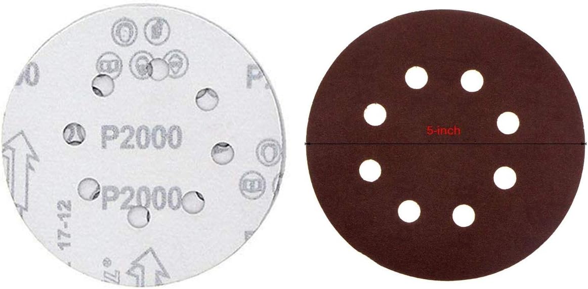 YXQ 5 inch Sanding Discs 8 Hole Hook and Loop 40Grit Sandpaper (30Pcs) - - 