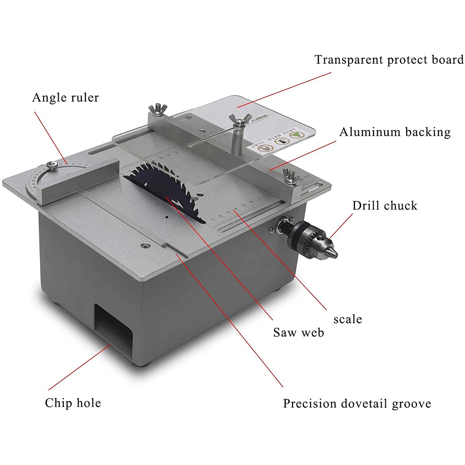 Mini piła stołowa, elektryczna mini piła stołowa z 7-stopniową regulacją prędkości, podnoszona piła do majsterkowania ręcznie robionego drewnianego modelu