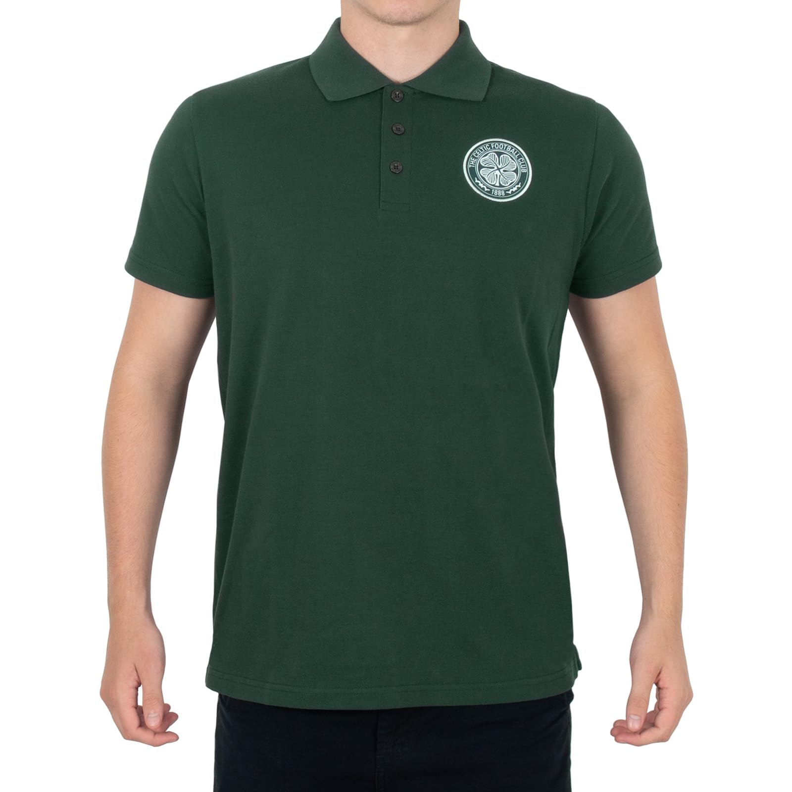 Celtic F.c. Men's Green Celtic Fc Official Football Gift Single Crest Polo Shirt 3XL