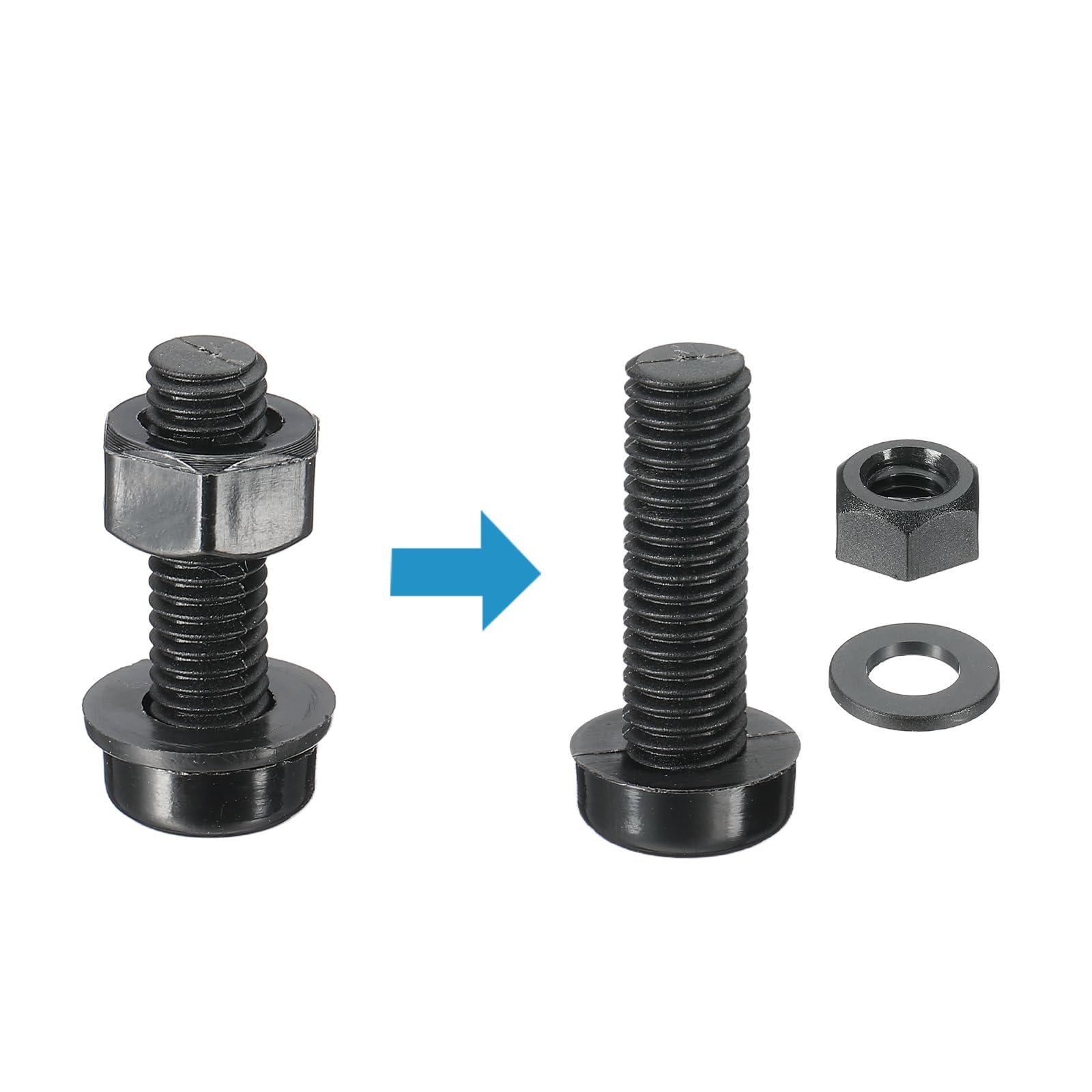 PATIKIL M8x25mm Black Nylon Bolts Plastic Nuts Full Thread Head Screws, 24 Pcs, M8*25mm - Image 3