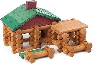 90 Pcs Wood Building Blocks Toy for Toddlers, Classic Wooden Cabin Log Set Preschool Education Toy, Creative Construction Engineering Educational Toys for 3 4 5 6 Years Boys