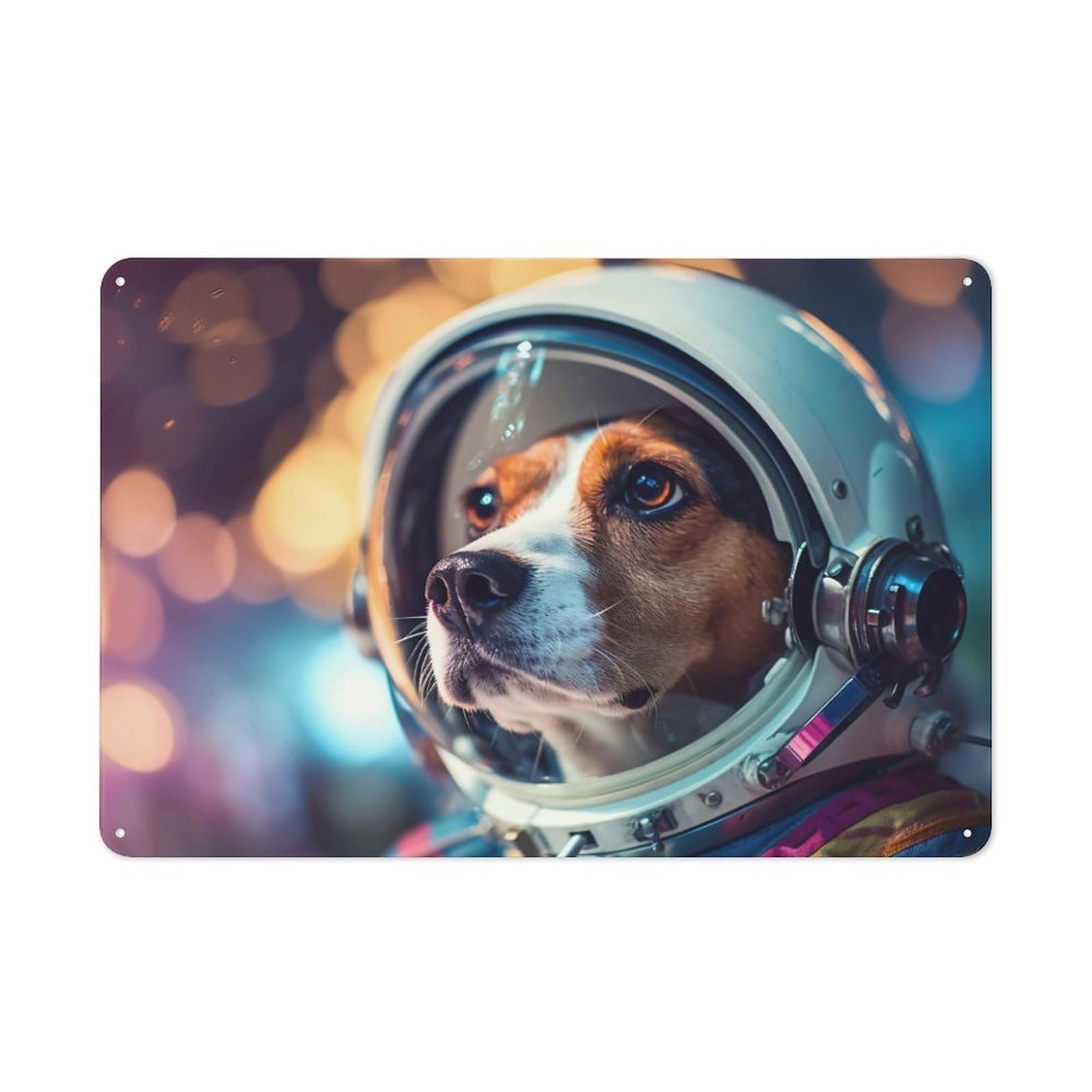Nostalgic Beagle Astronaut Metal Wall Sign 20x30cm, Classic Pub Decor for Bar, Kitchen, Garage Or Games Room