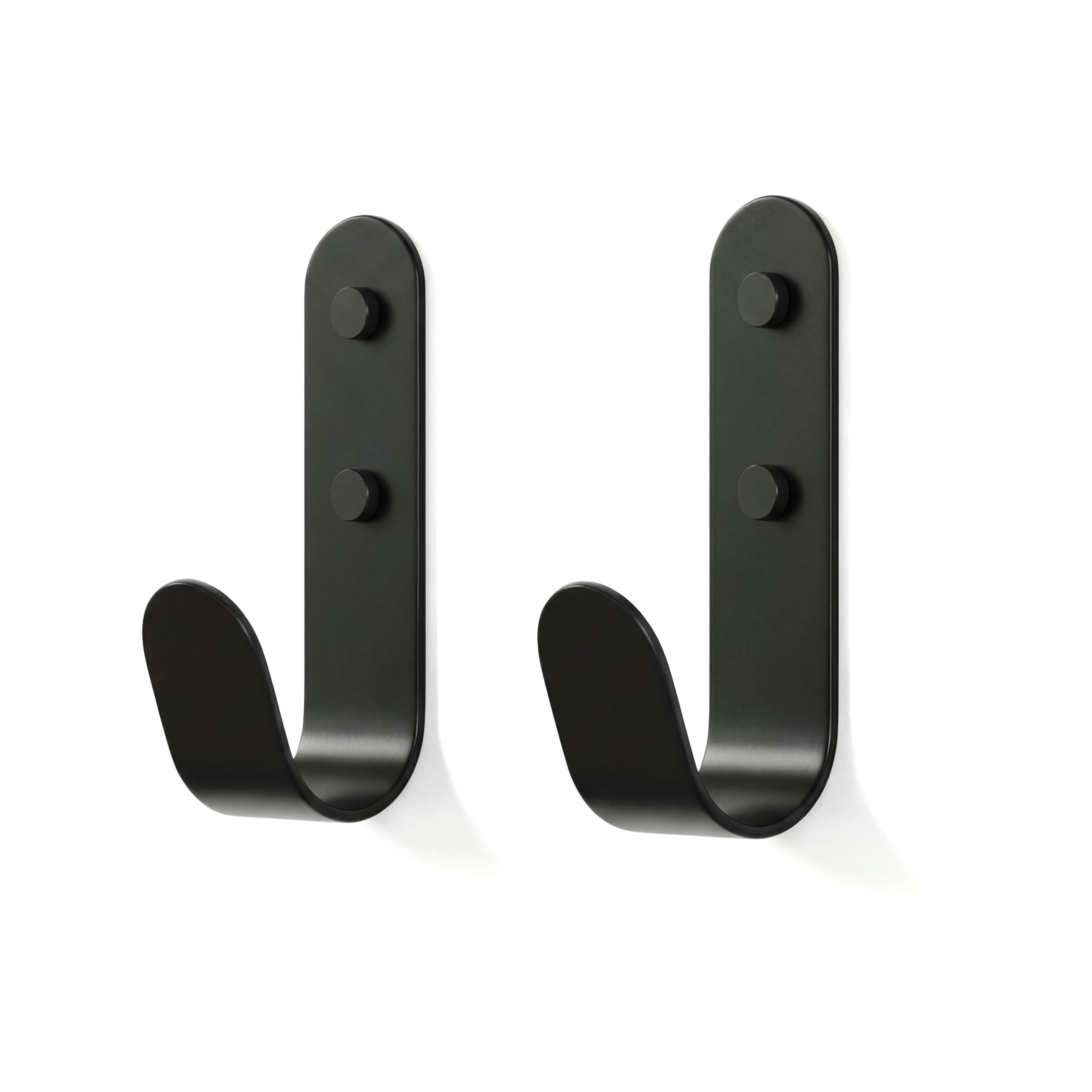 The Hairpin Leg Co. J-Hook Coat & Wall Hook, Black, 2 Pack