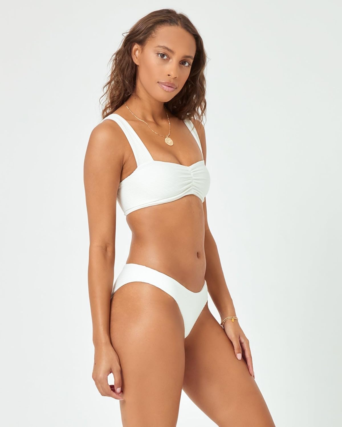 L*Space Eco Chic Econyl Marlee Bikini Top for Women, Eco Ribbed Stylish Swim Bralette with Front Ruching, Cream, D - Image 3