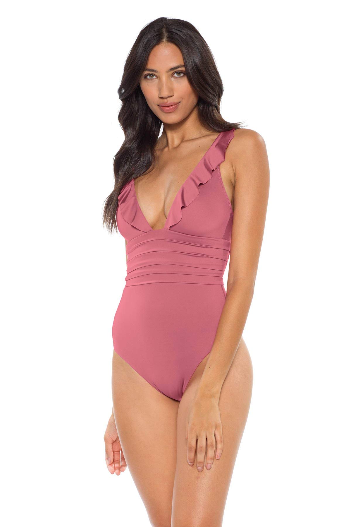 Soluna Women's Under The Sun Ruffle Plunge One Piece Swimsuit