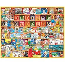 White Mountain 1000 Piece Jigsaw Puzzle Book Collage Puzzles with Large Pieces Gift for Adults and Family 24"x30" - Bedtime Stories