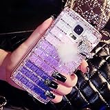 ACC5Star Galaxy Note 4 Case, Deluxe 3D Bling Crystal Fox Diamond [Colorful Chain] Samsung Galaxy Note 4 Case [Soft Rabbit Fur] Galaxy Note 4 Clear Case [Purple White] for Samsung Galaxy Note 4 + Random Color Stylus + Green Soft Clean Cloth with Logo by Hongyada