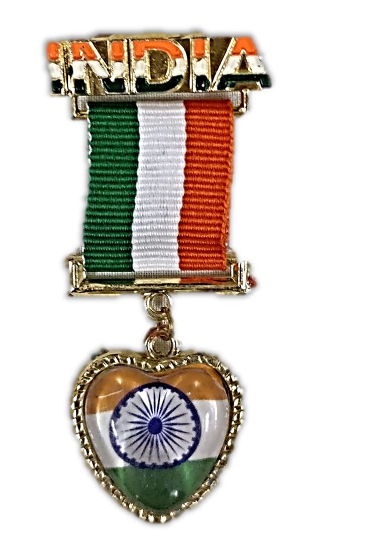 UNIq Indian Flag Medal Shape badge/brooch/pin/lapel Enamel with Gold finish Souvenir/Jewellery on T-shirt/Shirt/Blazer for Men/Women/Kids (Heart Shape Pendant) (B07VQ2JKVG) Amazon Price History, Amazon Price Tracker