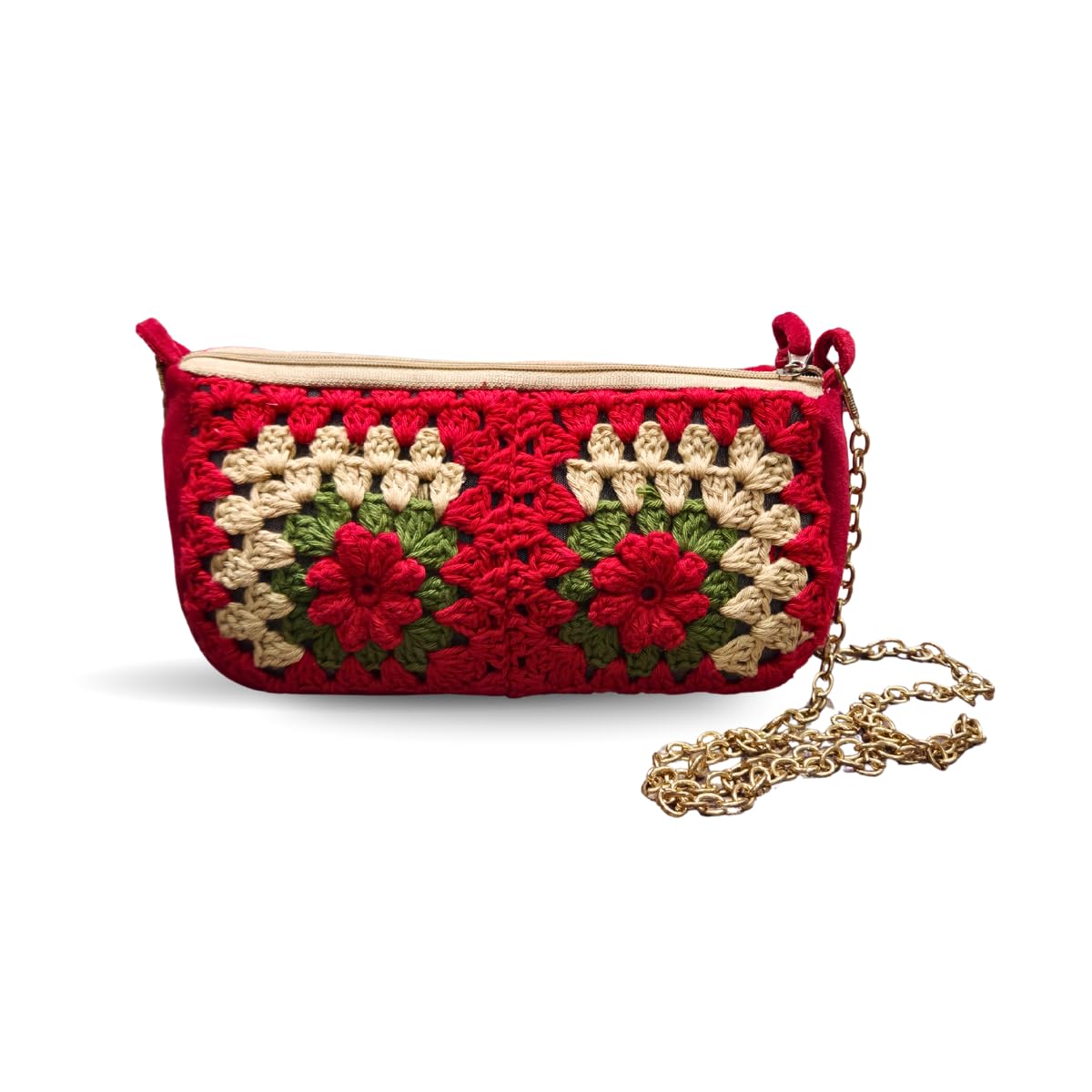 Handmade Crochet Granny Square Mini Coin Bag – Bohemian Velvet Pouch with Zipper Closure (ET0114) For Women-image-17