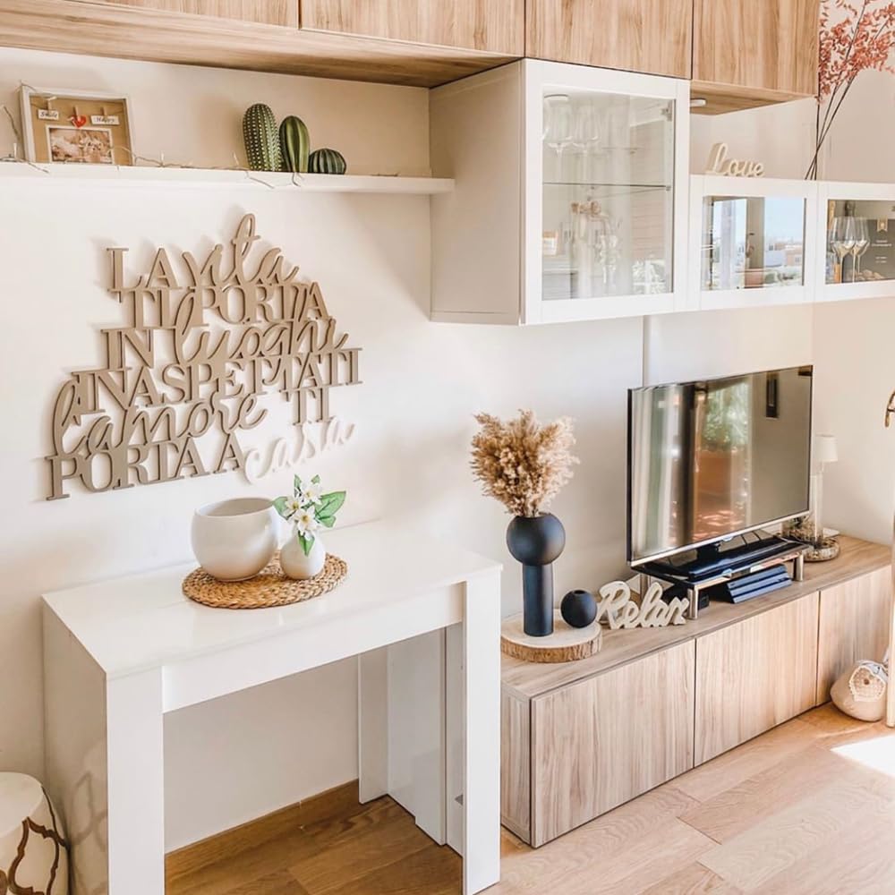 Declea Home Decor Decorazione Murale frase scritta su legno La vita ti porta in luoghi inaspettati, Scritta in legno famiglia casa per decorare le pareti