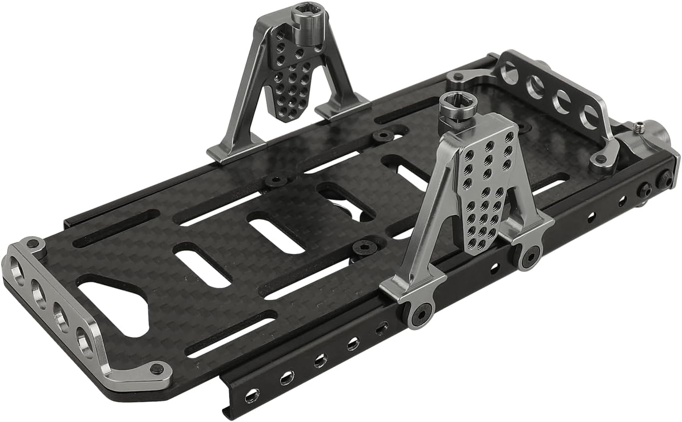 Metal Chassis Frame Kit Extended Rails with Shock Towers Battery Mount Bumper Mount Chassis Brace 4x4 Upgrade to SCX10 6x6 for 1/10 RC Crawler Axial SCX10 Modified Part (Titanium)