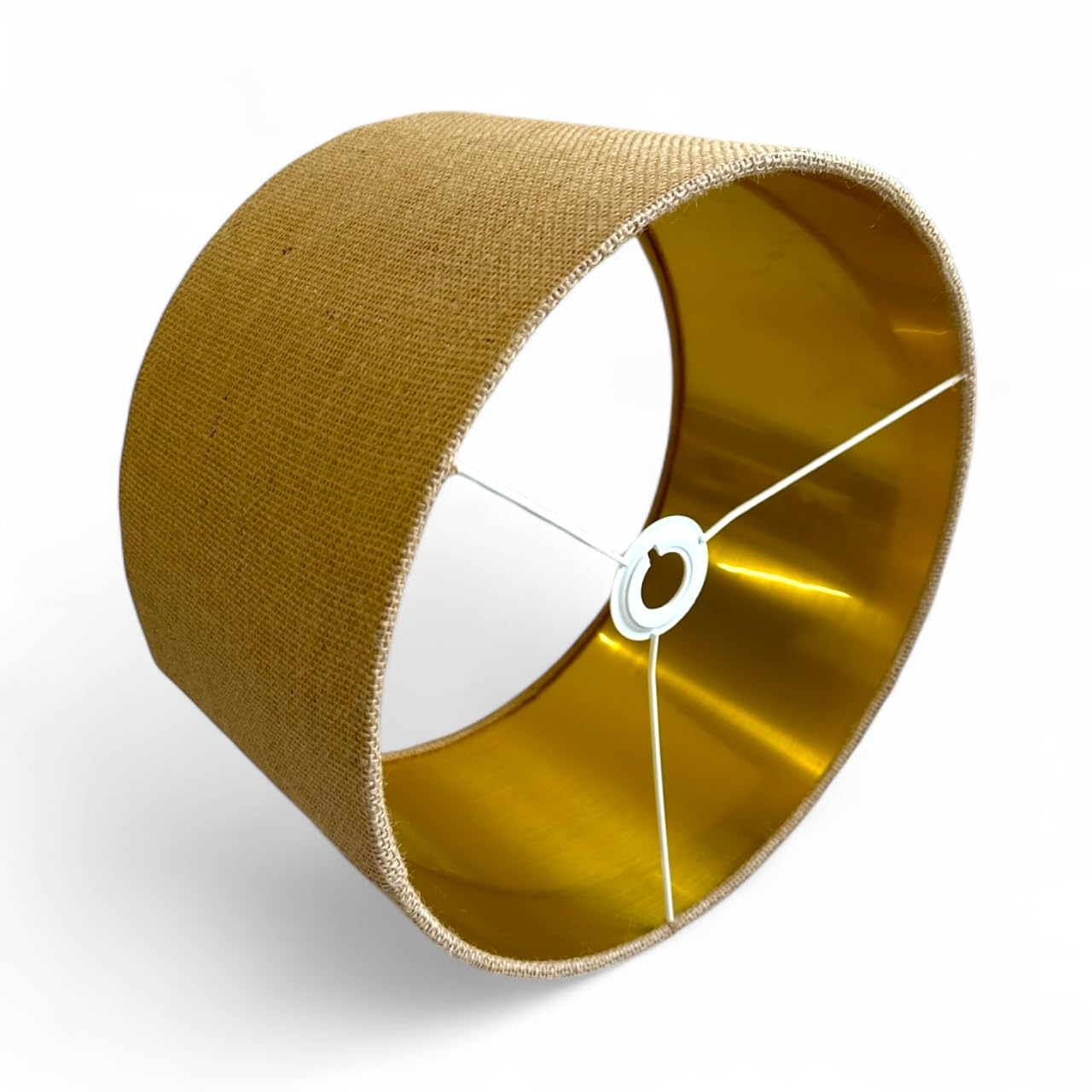 Natural Hessian Light Shades for Ceiling, Table and Floor Drum lampshade Homemade Made in UK(Brushed Gold,D50 x 30cm H)