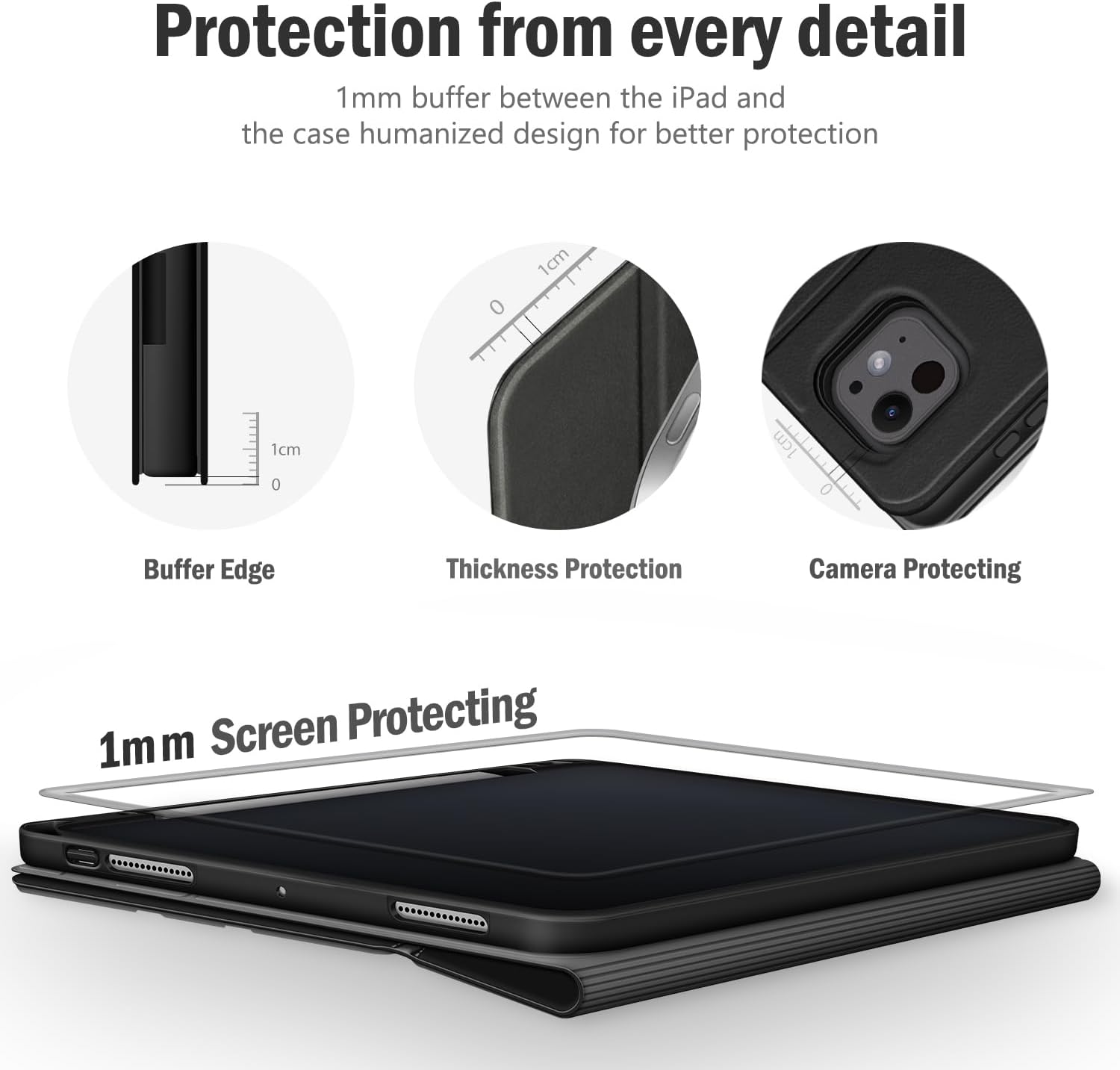 Antbox for iPad Pro 13 Inch Case M5 2025/M4 2024, Built-in Pencil Holder, Supports Pencil Pro/(USB-C), Auto Sleep/Wake, PU Leather (Black)