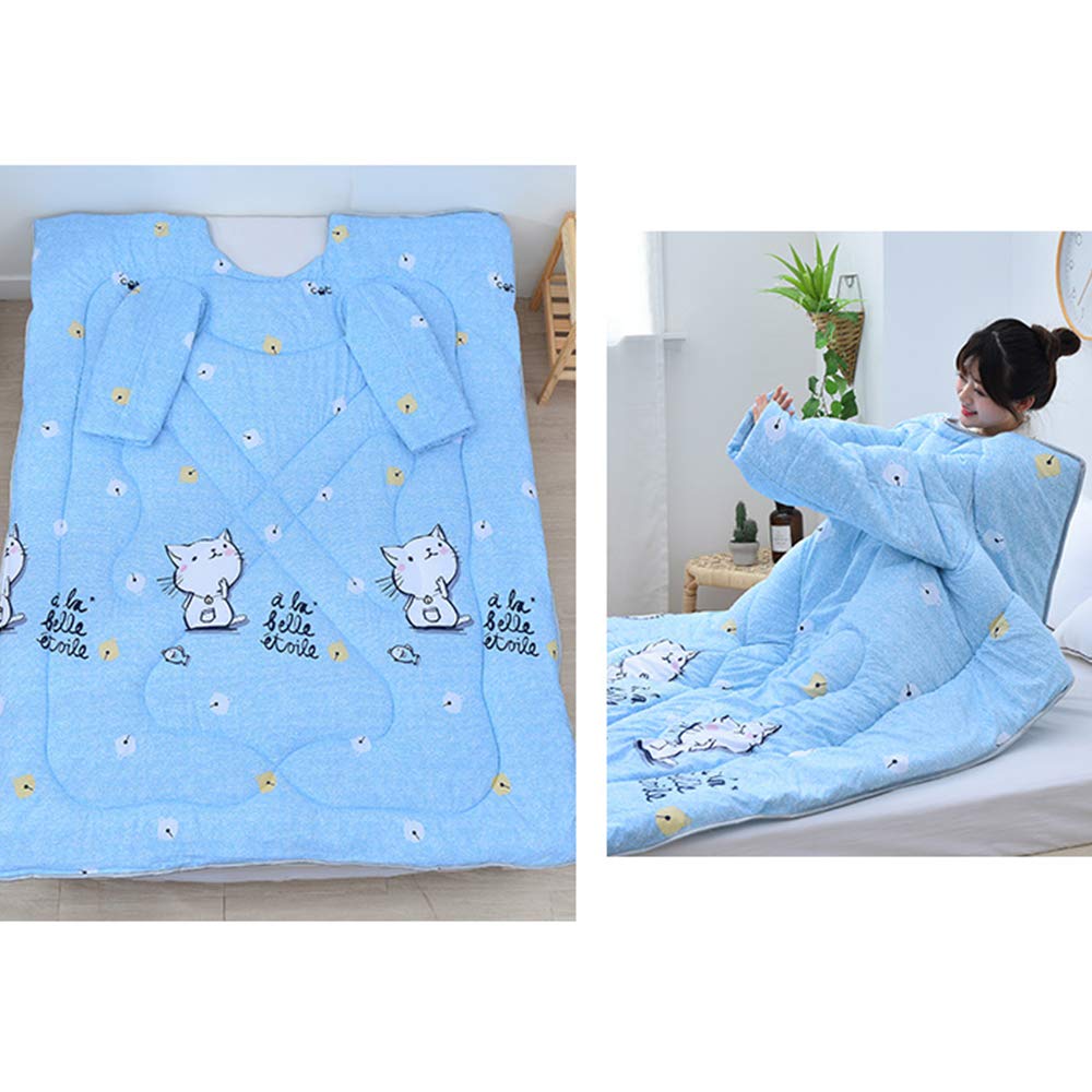Manta Infantil con Mangas, edredón Perezoso portátil con Cremallera, Saco de Dormir de algodón cálido, edredón Grueso del Cabo, Capa a Prueba de Viento para la Oficina en el hogar 47 * 63in,d