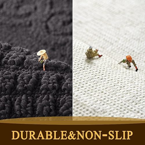 Miniatura 5 de Tapete semicircular para puerta interior de 18"x30", antideslizante, lavable a máquina, alfombra de entrada para exterior delantero/trasero, Gris