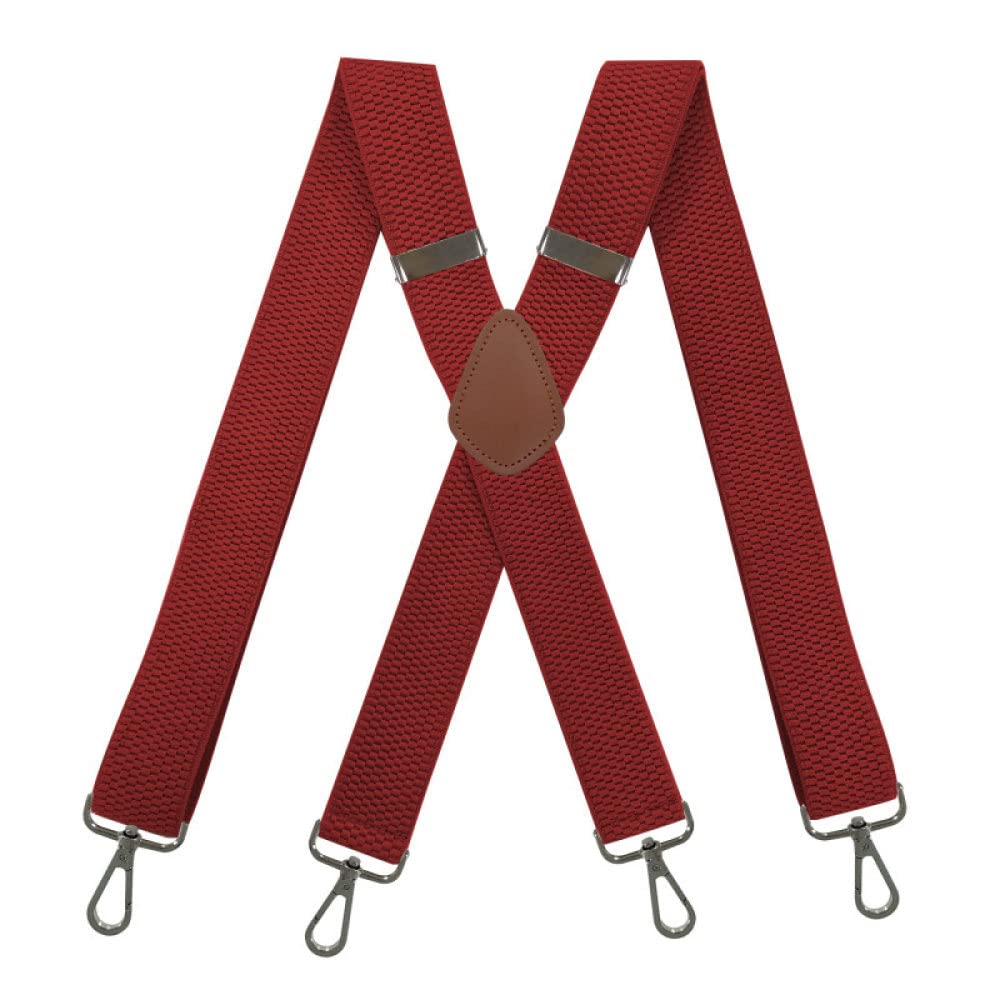 3,5 * 120 cm Herren-Hosenträger, hochelastisch, verstellbar, 4 starke Clips, strapazierfähig, X-Rücken, Hosenträger(Red)