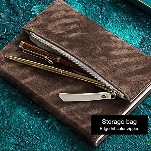 Carnet B6 80 pages avec couverture en daim vert et pochette - 4