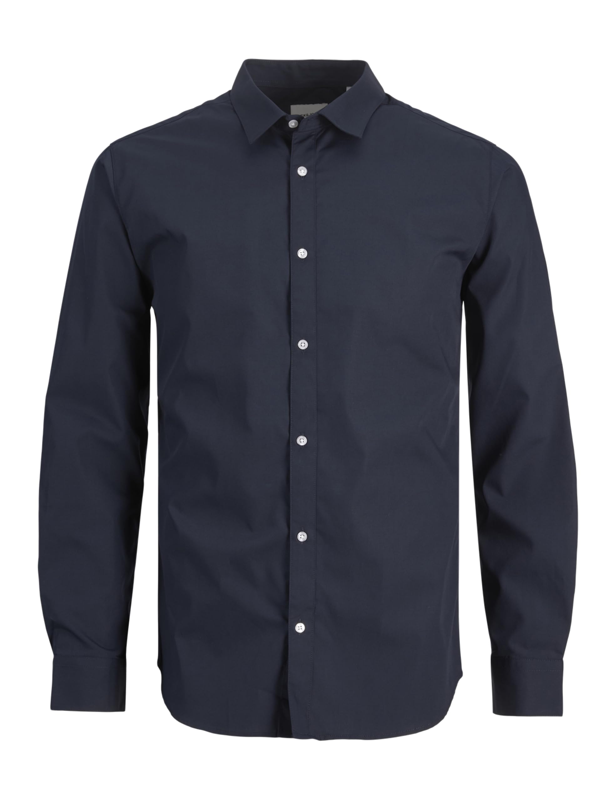 JACK & JONES Men’s Long Sleeve Shirt, Plain Cotton Button-Down Casual Shirt with Full Front Fastening and Classic Collar – Smart Casual Style, UK Sizes XS–XL