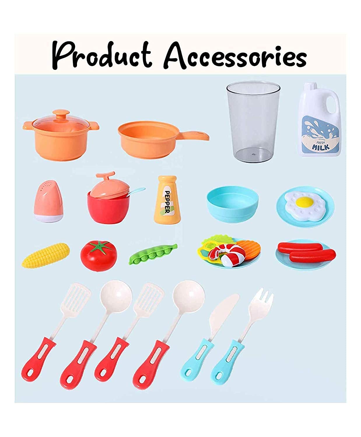 Shivaaro Plastic 29 Pcs Kitchen Set Battery Operated Kitchen Toys for Girls with Realistic Lights & Sounds & Kitchen Accessories Set for 3 Year Old Girls (29 Pcs Kitchen Set Kids) 2