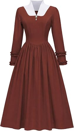 ABaoWedding Colonial Dress for Women Pioneer Costume Modest Prairie Colonial Civil War Dress